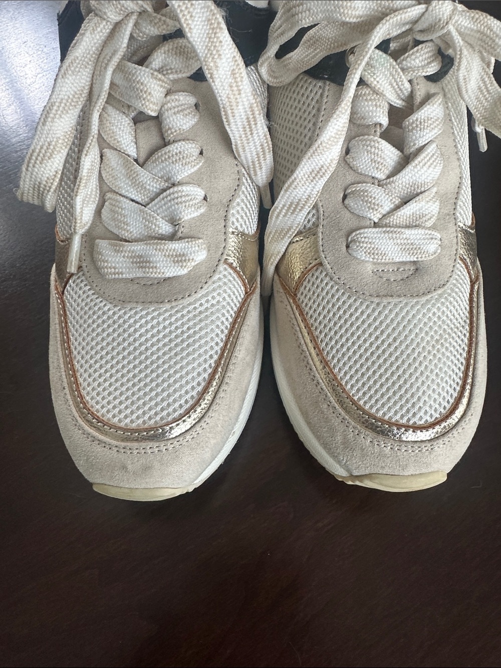 J/Slides Urban Sport Women's Bebe Fashion Wedge Sneaker Cream/Black/Gold Size 7 - Picture 6 of 9